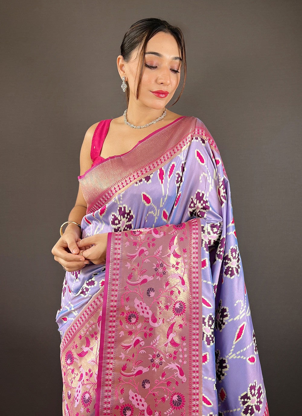 Classic Saree Printed Lavender Silk Saree S13697
