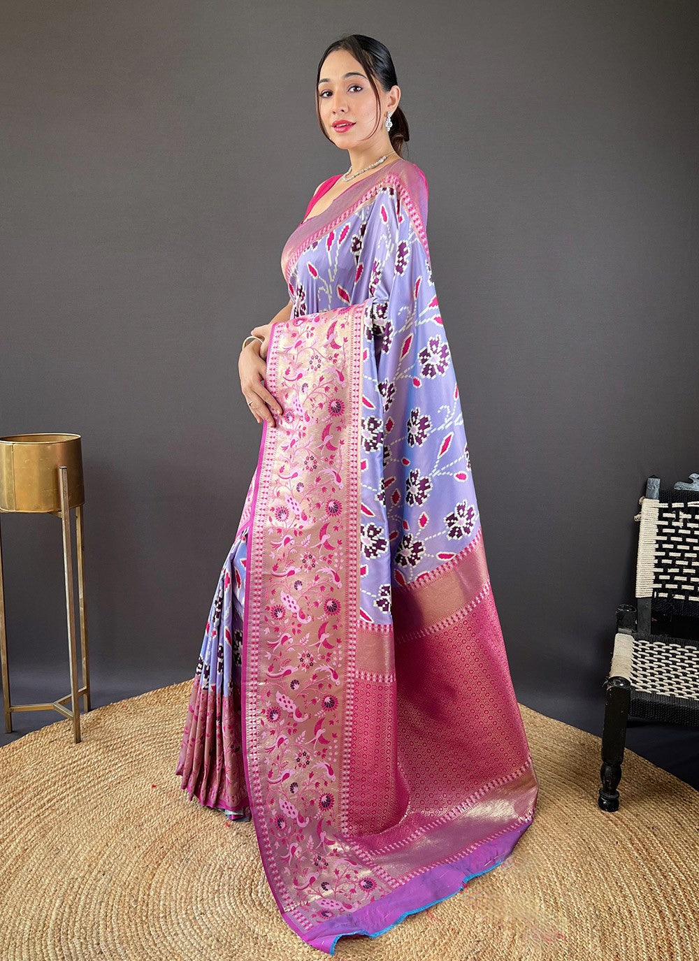 Classic Saree Printed Lavender Silk Saree S13697