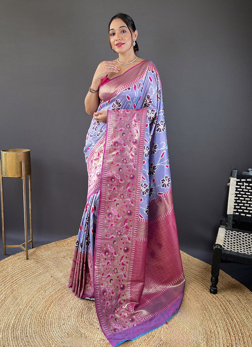 Classic Saree Printed Lavender Silk Saree S13697
