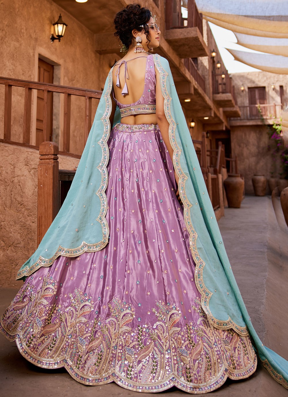 Satin Engagement, Mehandi & Sangeet, Reception, Wedding A - Line Lehenga L3563