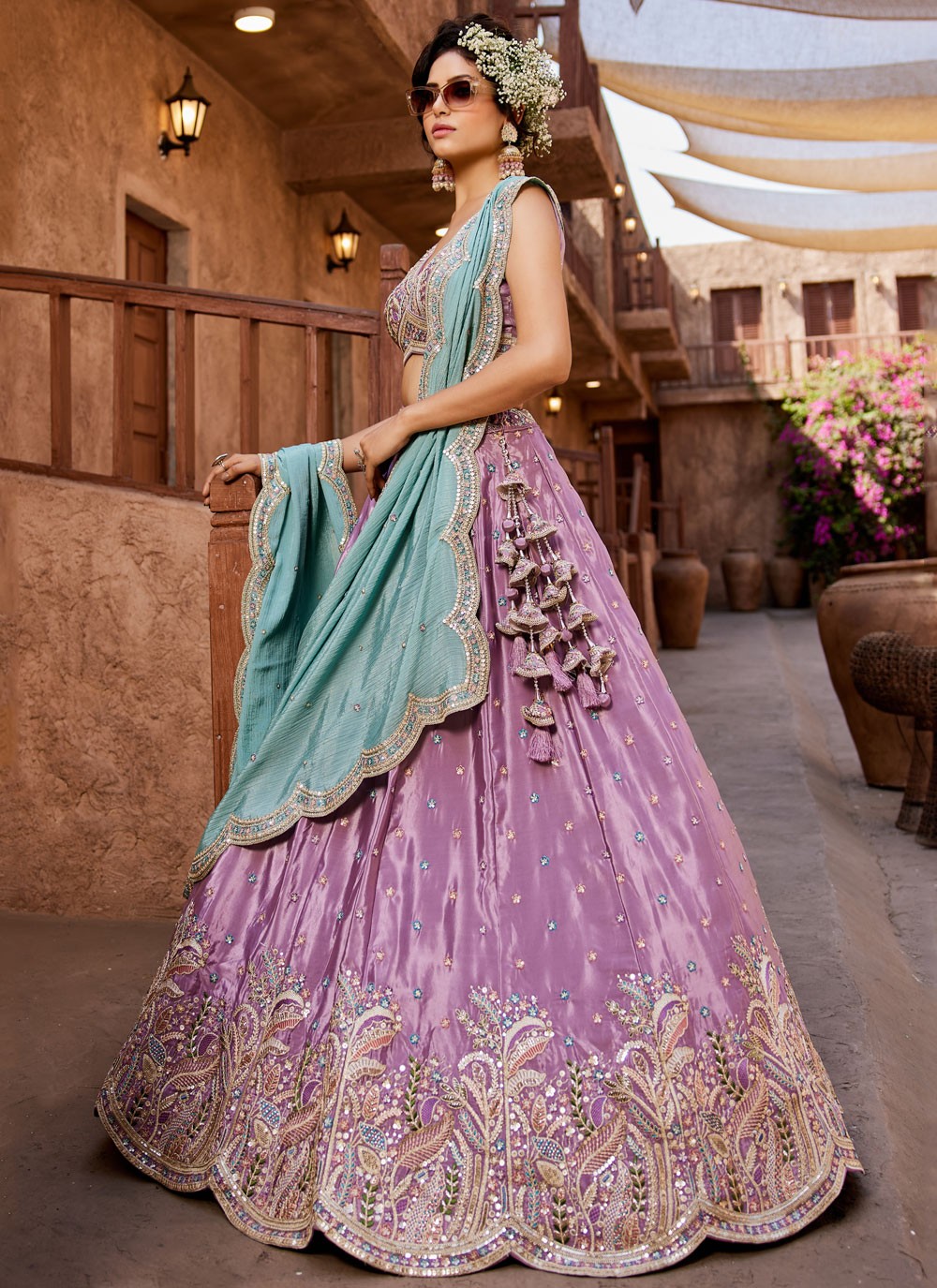 Satin Engagement, Mehandi & Sangeet, Reception, Wedding A - Line Lehenga L3563