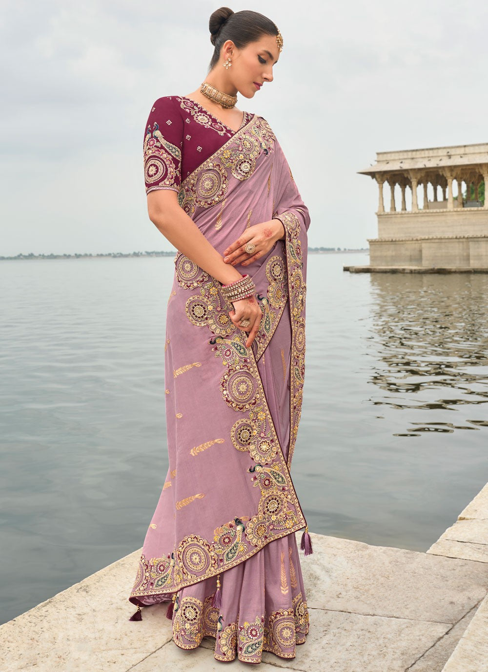 Classic Saree Buttis Lavender Silk Saree S13028