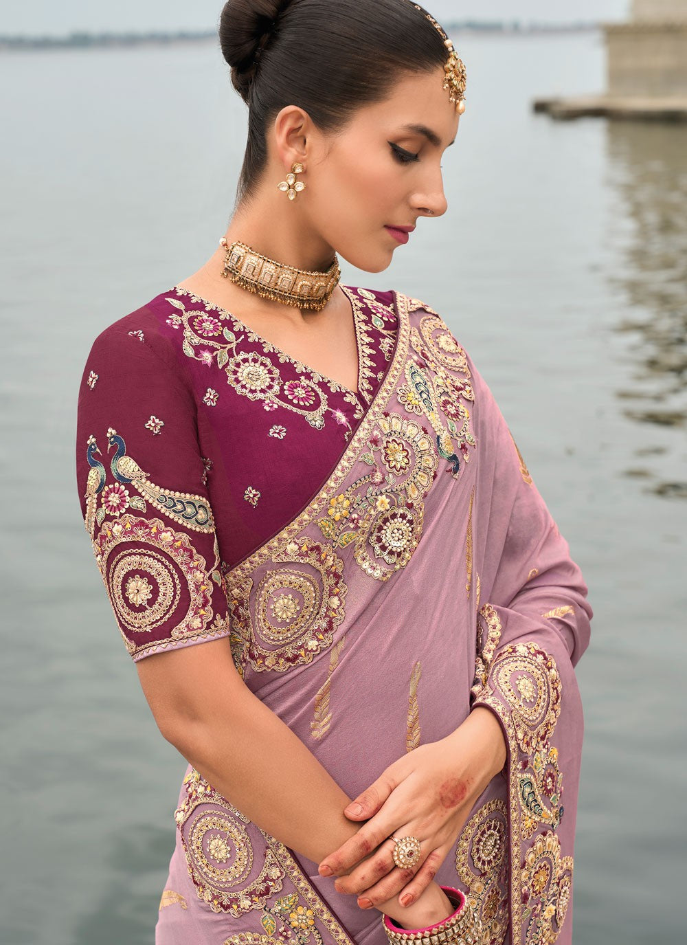 Classic Saree Buttis Lavender Silk Saree S13028