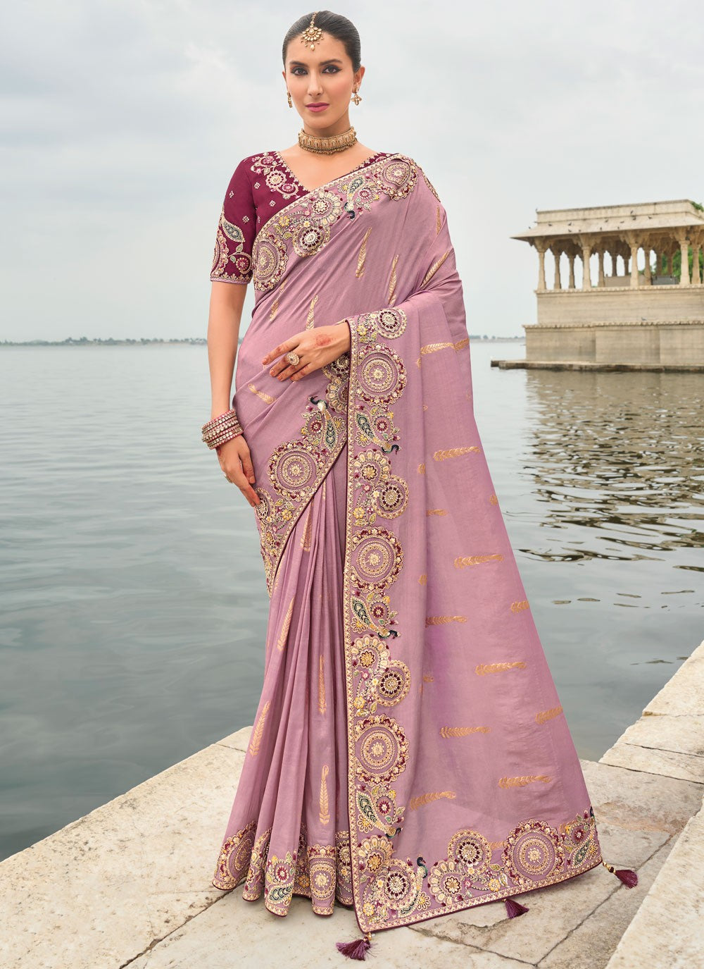 Classic Saree Buttis Lavender Silk S13028