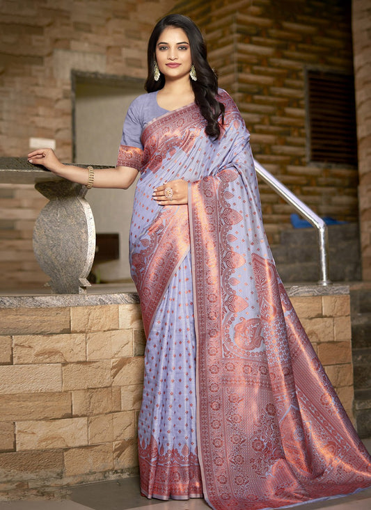 Weaving Zari Silk Lavender Saree S14594