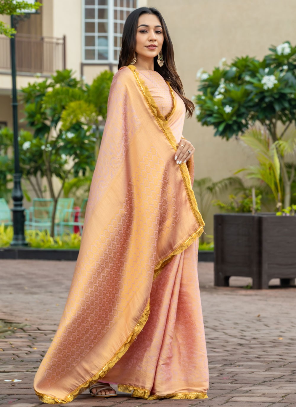Woven Brocade Lavender Saree S14732
