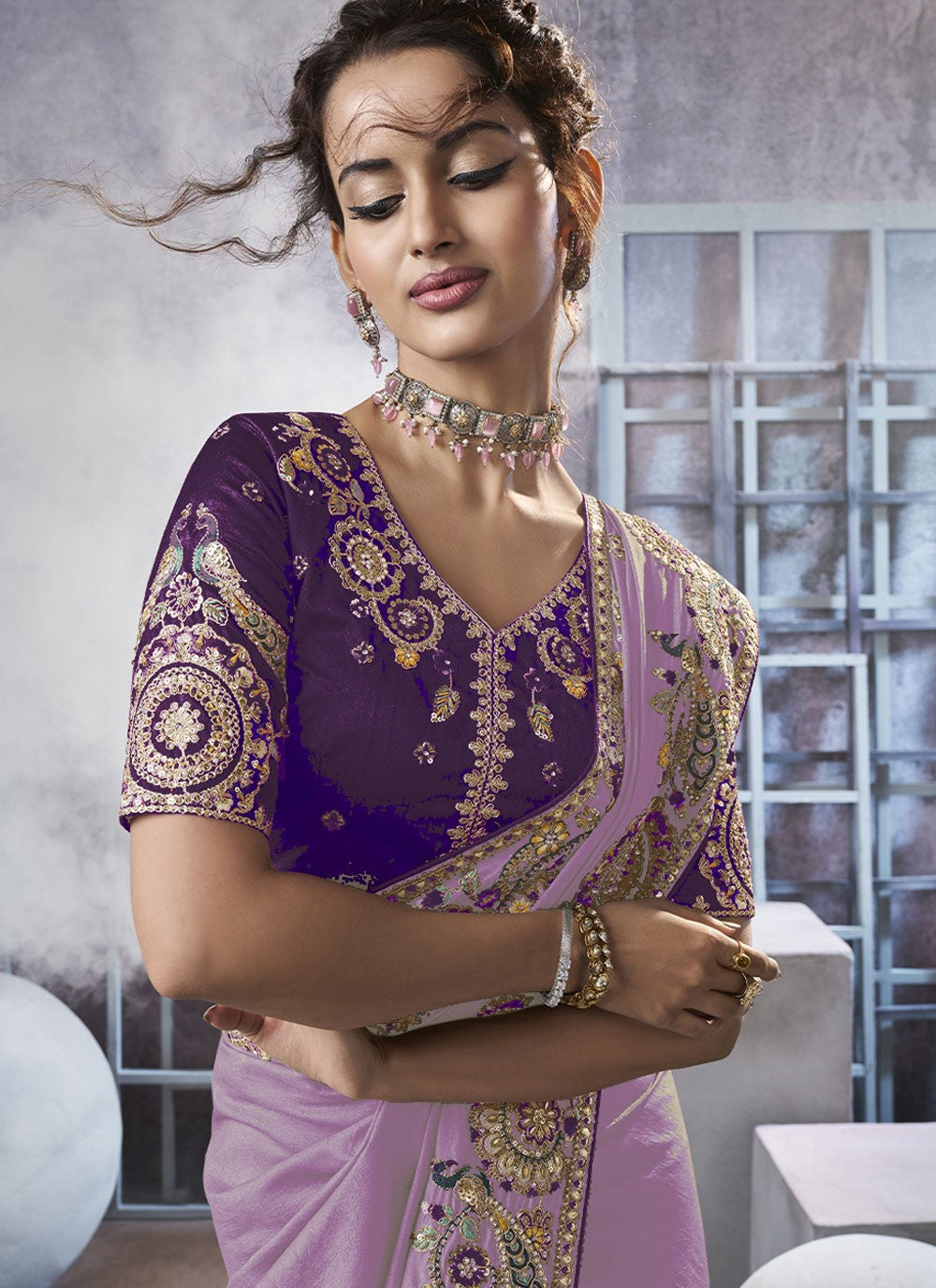 Diamond Crush Lavender Saree S13955