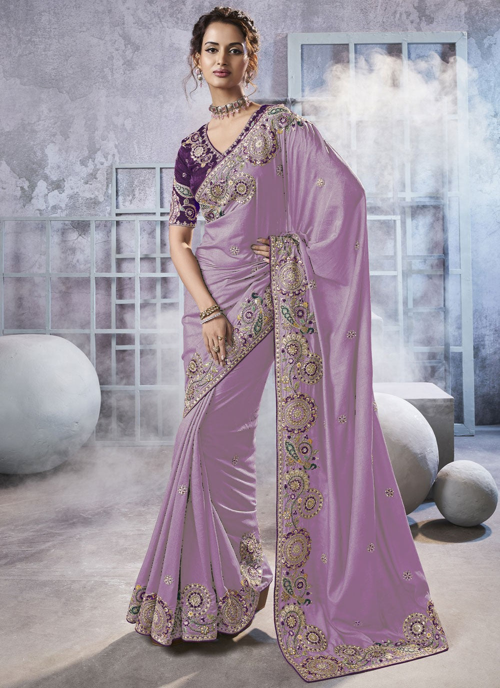 Diamond Crush Lavender Saree S14191