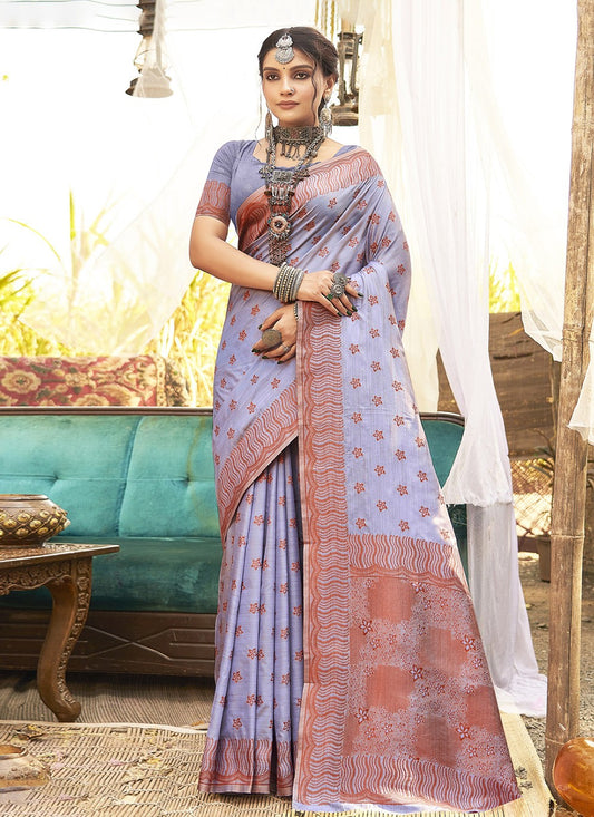 Weaving Zari Silk Lavender Saree S14604
