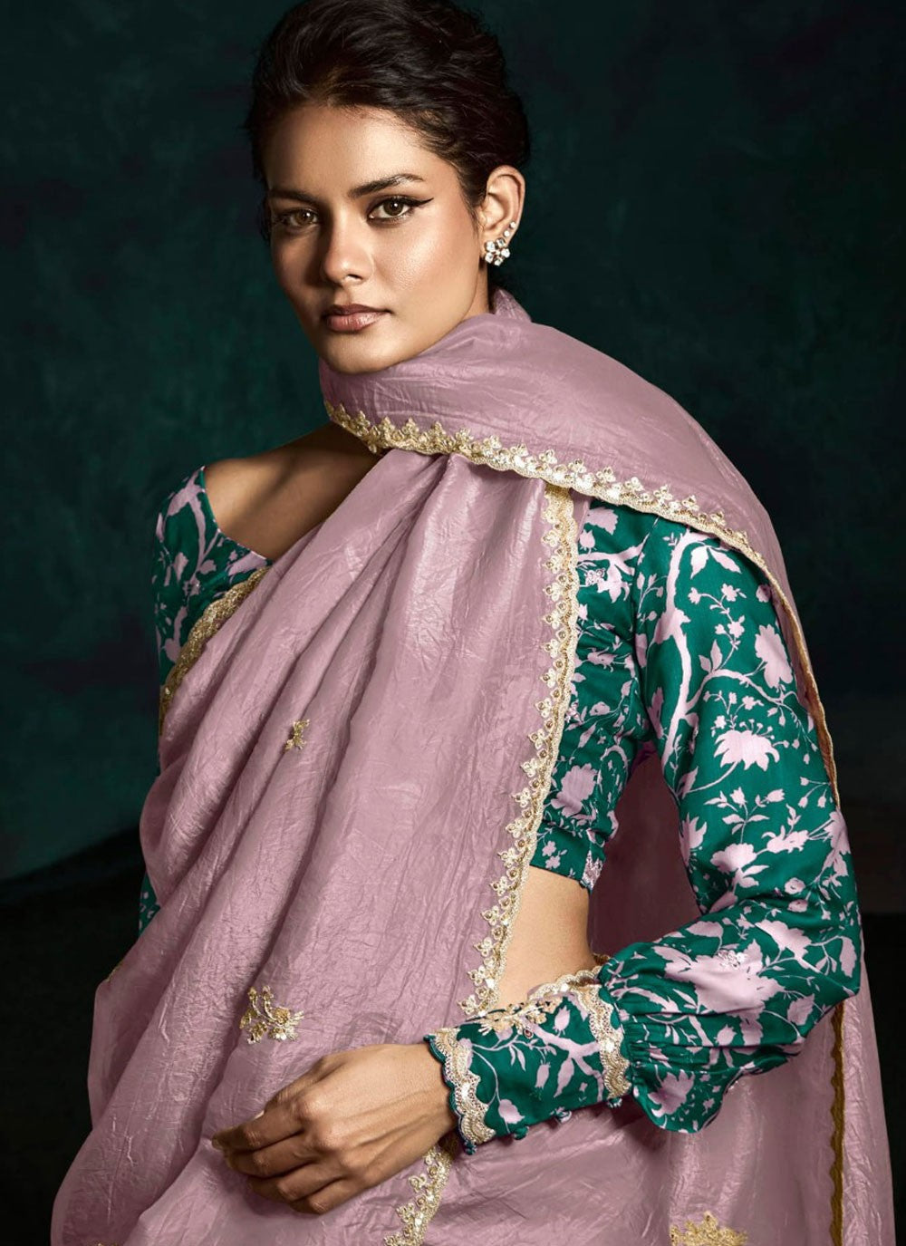 Lavender Fancy Fabric Contemporary Saree Embroidered, Zari S15762