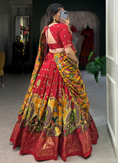 Border Work Tussar Silk A - Line Lehenga - L2319