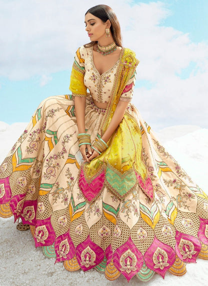 Silk Engagement, Reception, Wedding A - Line Lehenga L3565