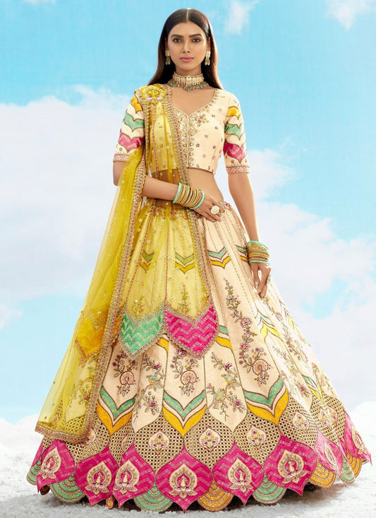 Silk Engagement, Reception, Wedding A - Line Lehenga L3565