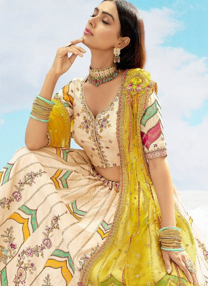 Silk Engagement, Reception, Wedding A - Line Lehenga L3565