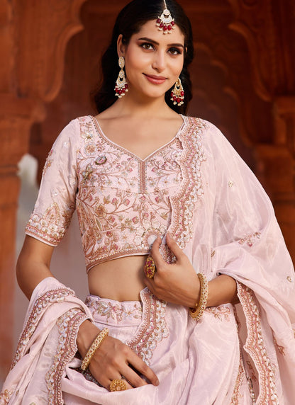 Tissue Engagement, Mehandi & Sangeet, Reception, Wedding A - Line Lehenga L3530