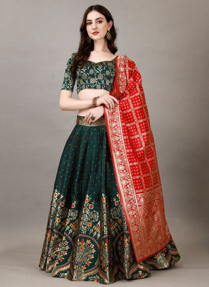 Jacquard Work Jacquard Silk A - Line Lehenga - L2180