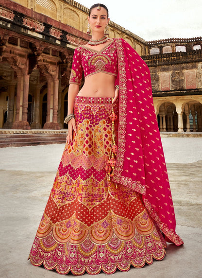 Cord Banarasi Silk A - Line Lehenga - L2683