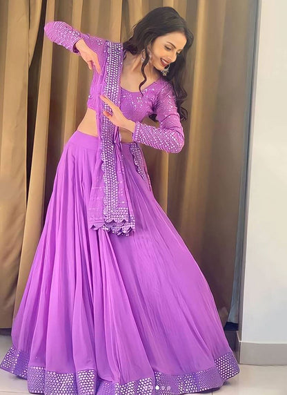 Plain Faux Georgette A - Line Lehenga - L2547