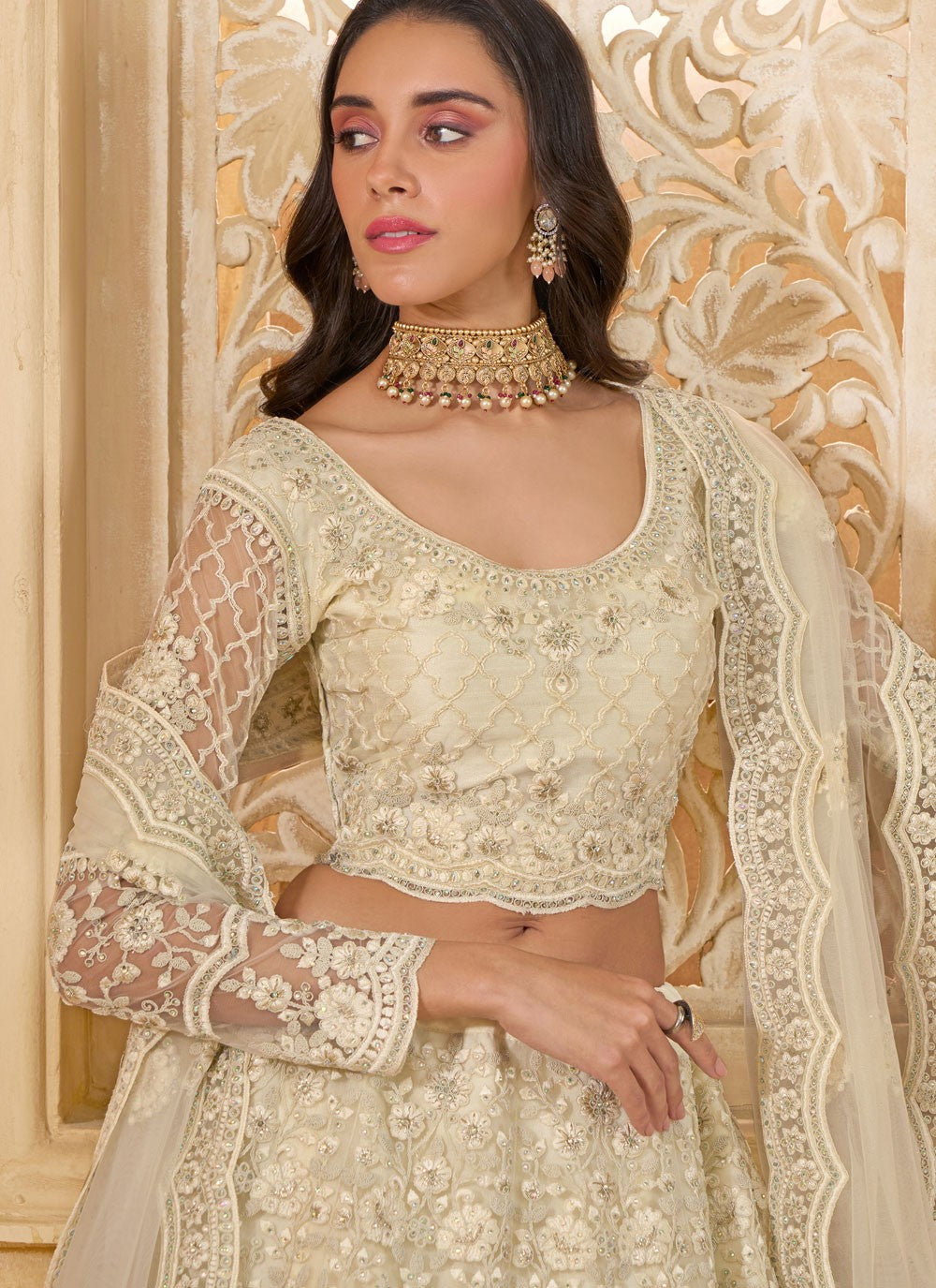 Cord Net A - Line Lehenga - L2858