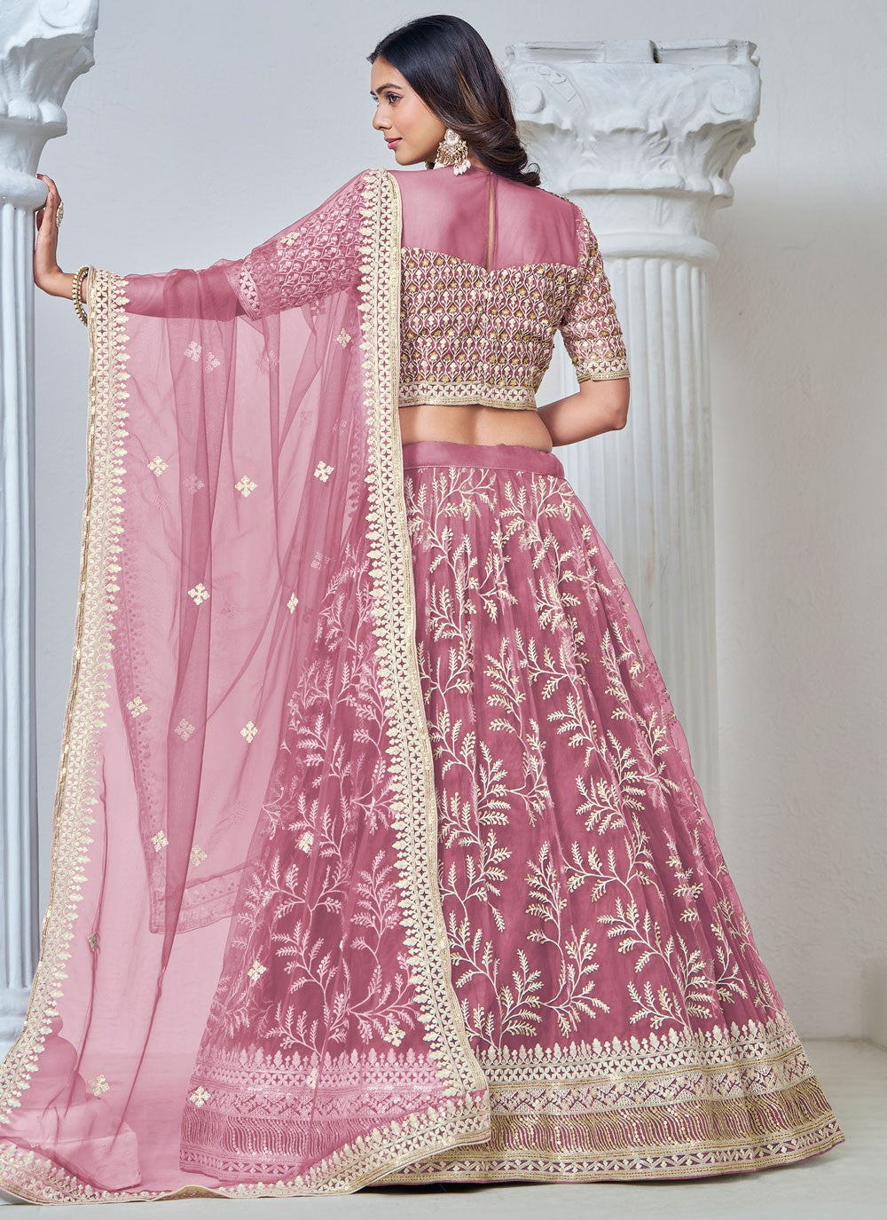 Embroidered Net Lehenga - L3031