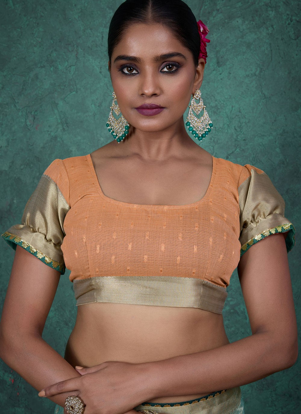 Aqua Blue Linen Traditional Saree Woven, Zari S15713