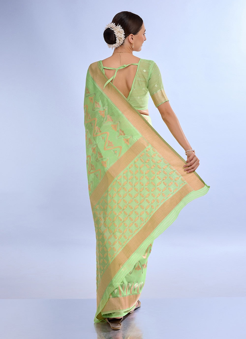 Classic Jacquard Work Linen Saree - S7620