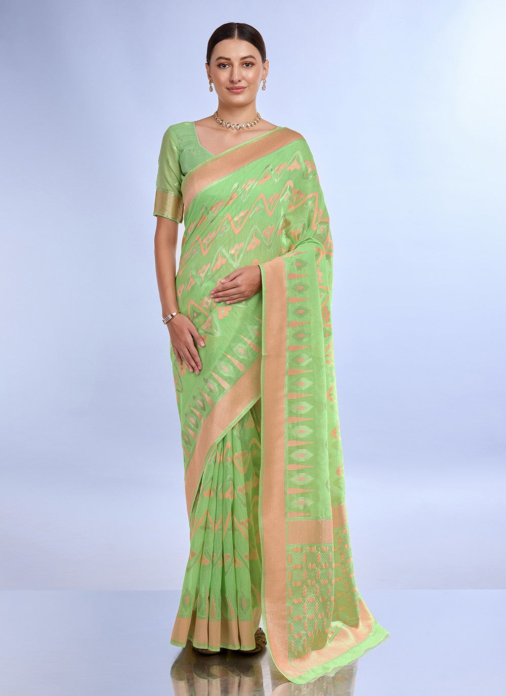 Classic Jacquard Work Linen Saree - S7620