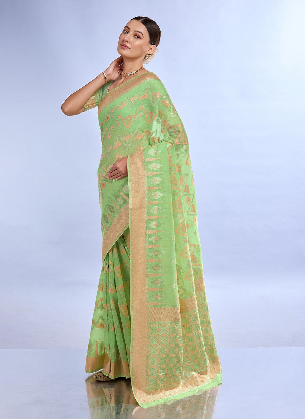 Classic Jacquard Work Linen Saree - S7620