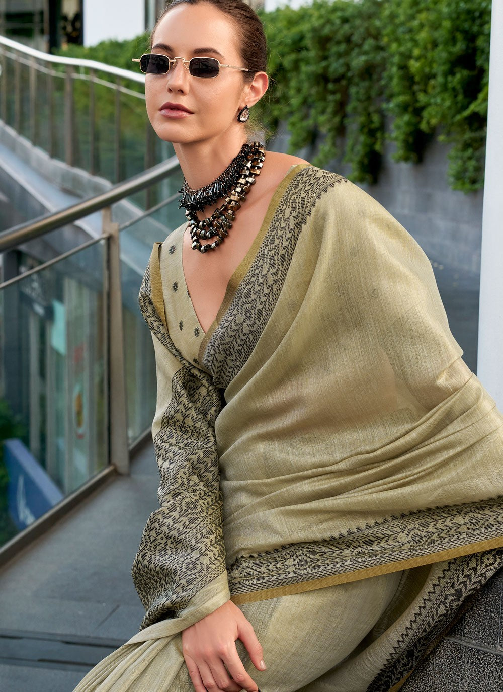 Classic Saree Weaving Zari Grey Linen Saree S13530