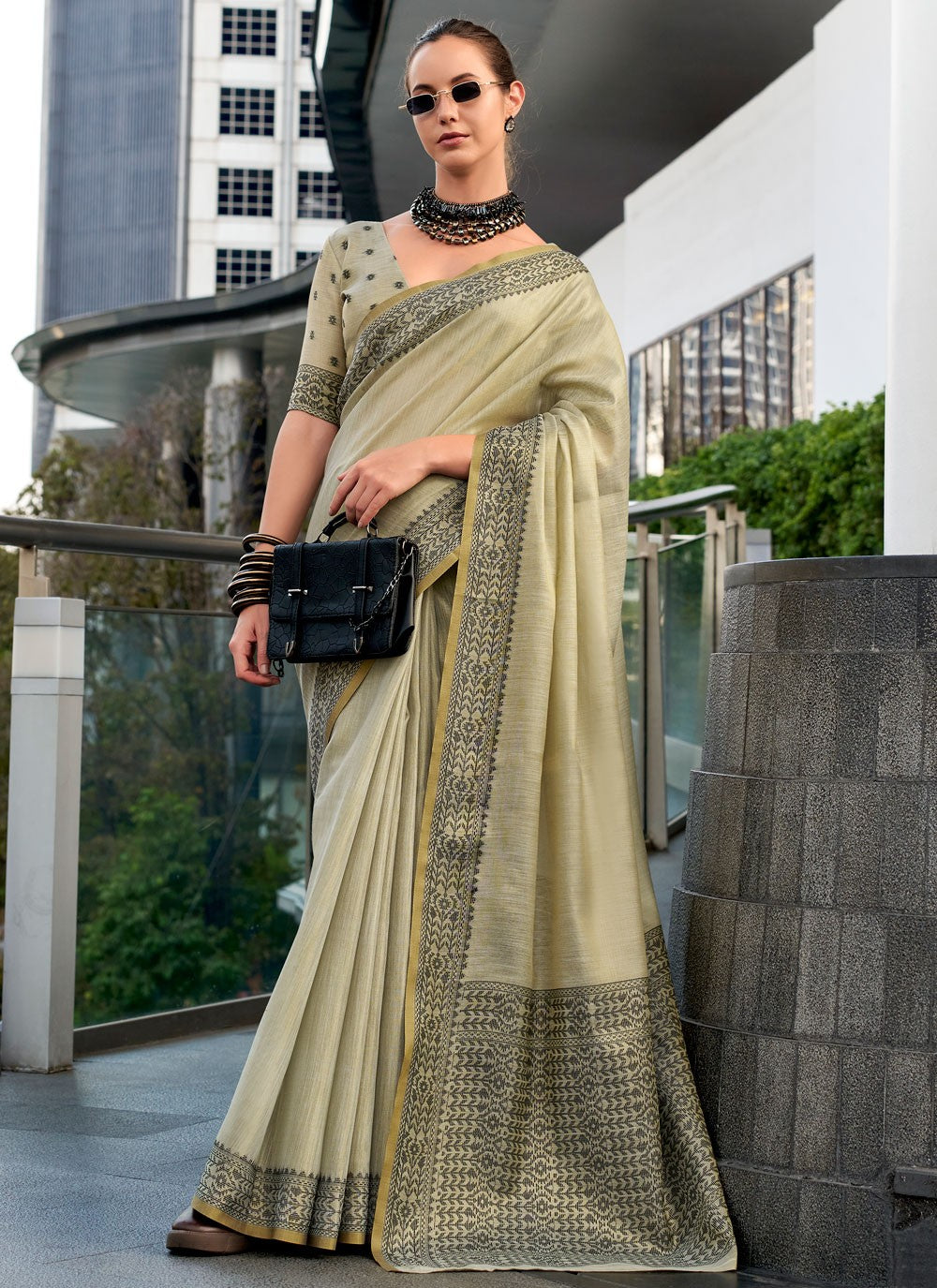 Classic Saree Weaving Zari Grey Linen Saree S13530