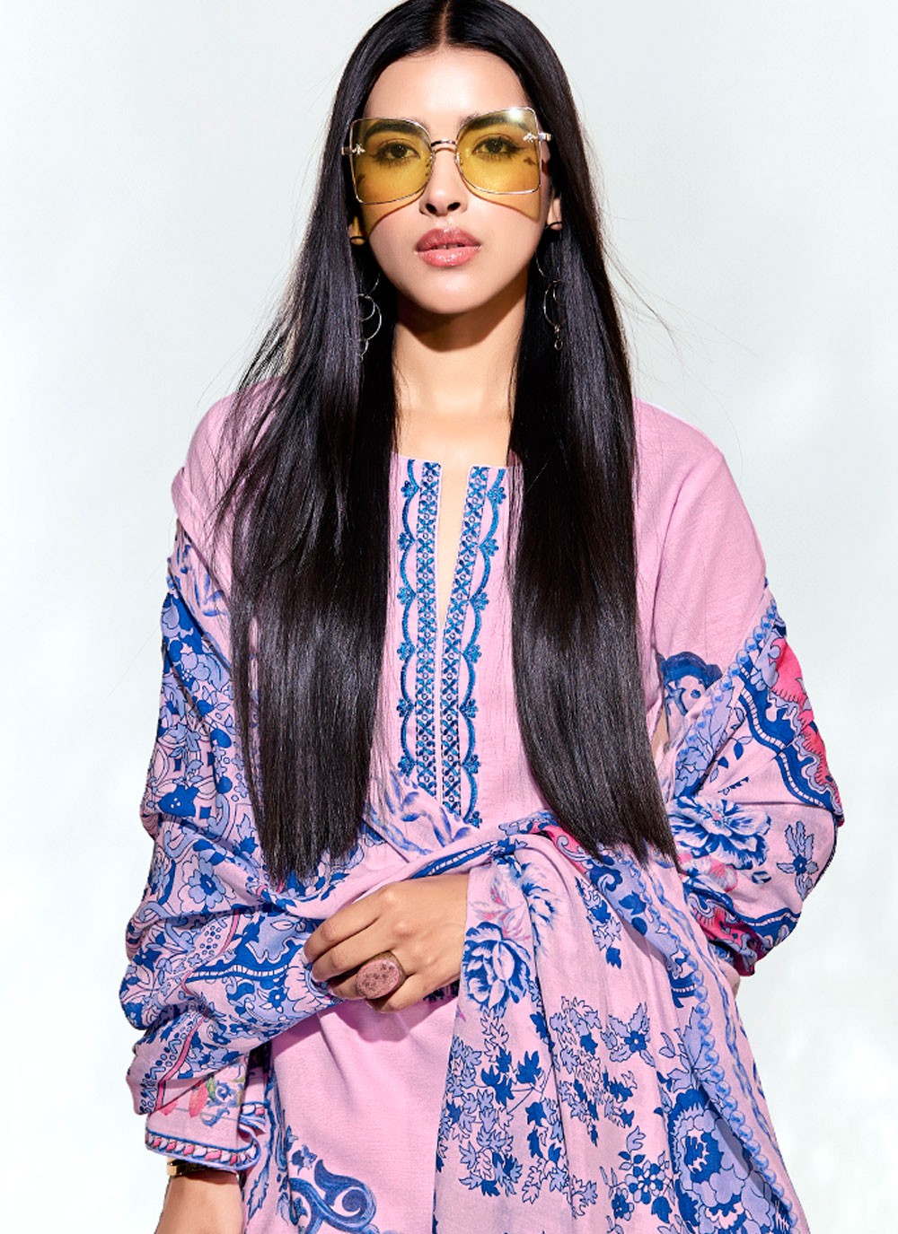 Digital Print Linen Pink Salwar Suit T6113
