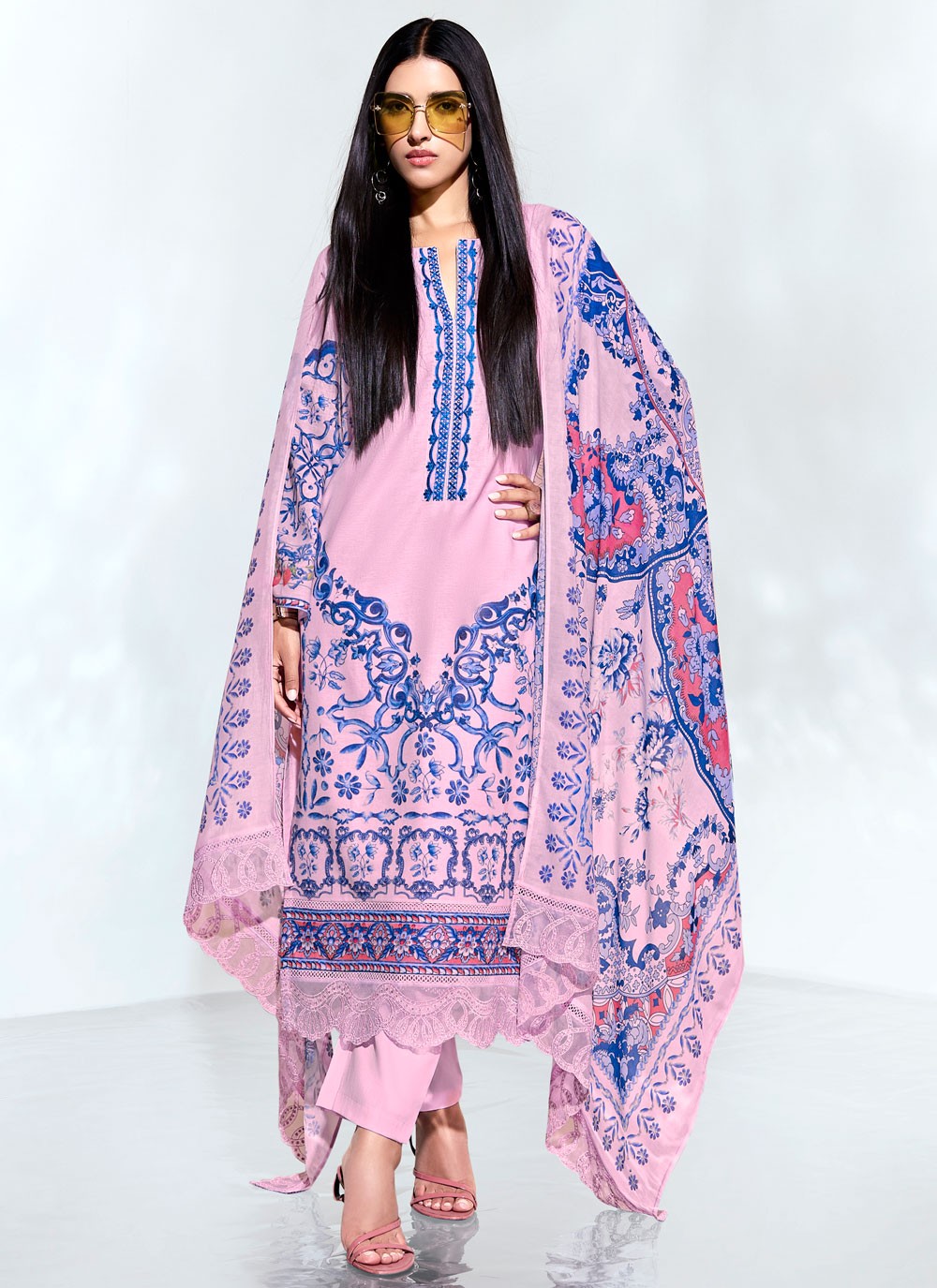 Digital Print Linen Pink Salwar Suit T6113
