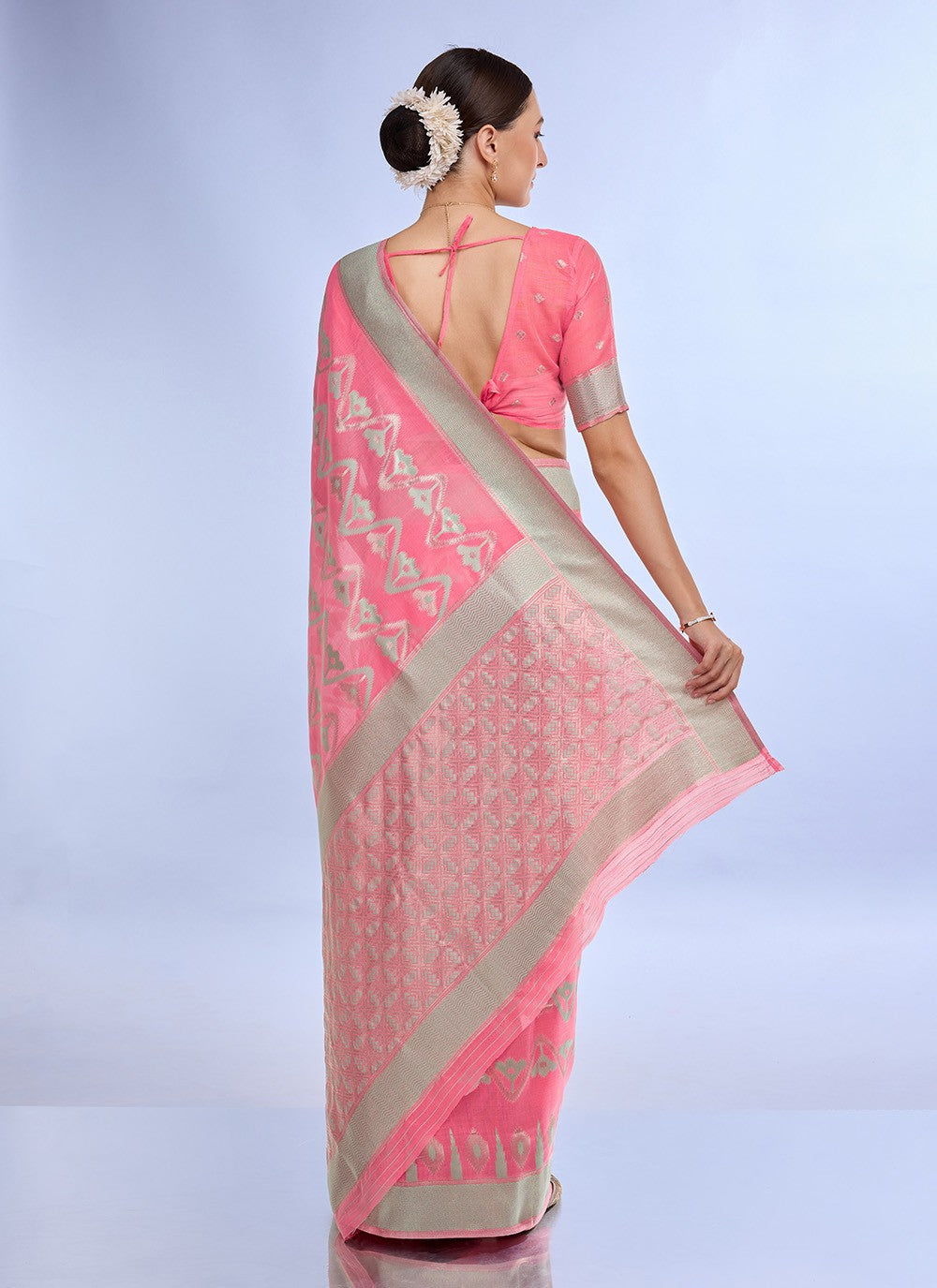 Classic Jacquard Work Linen Saree - S7620