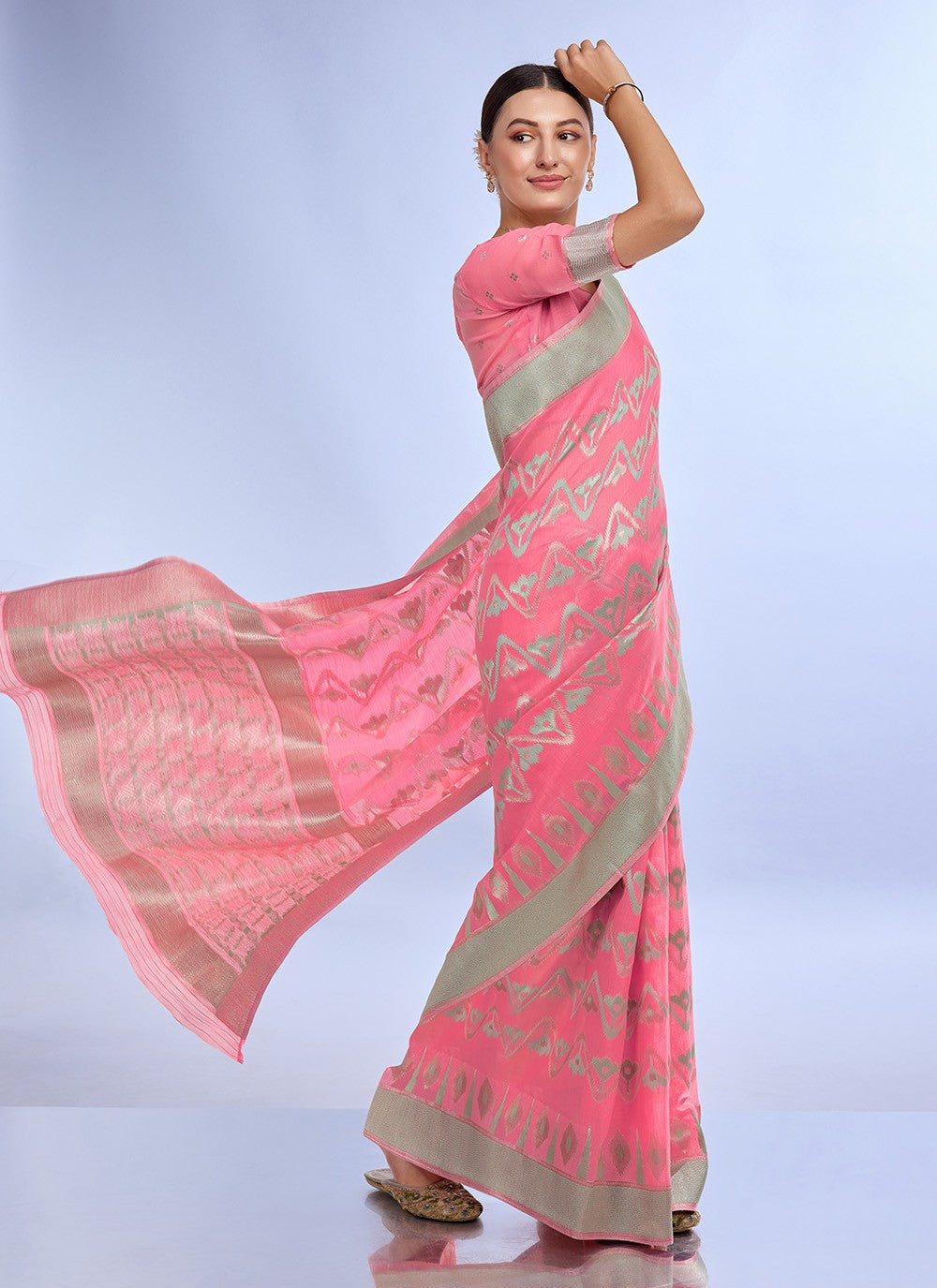 Classic Jacquard Work Linen Saree - S7620