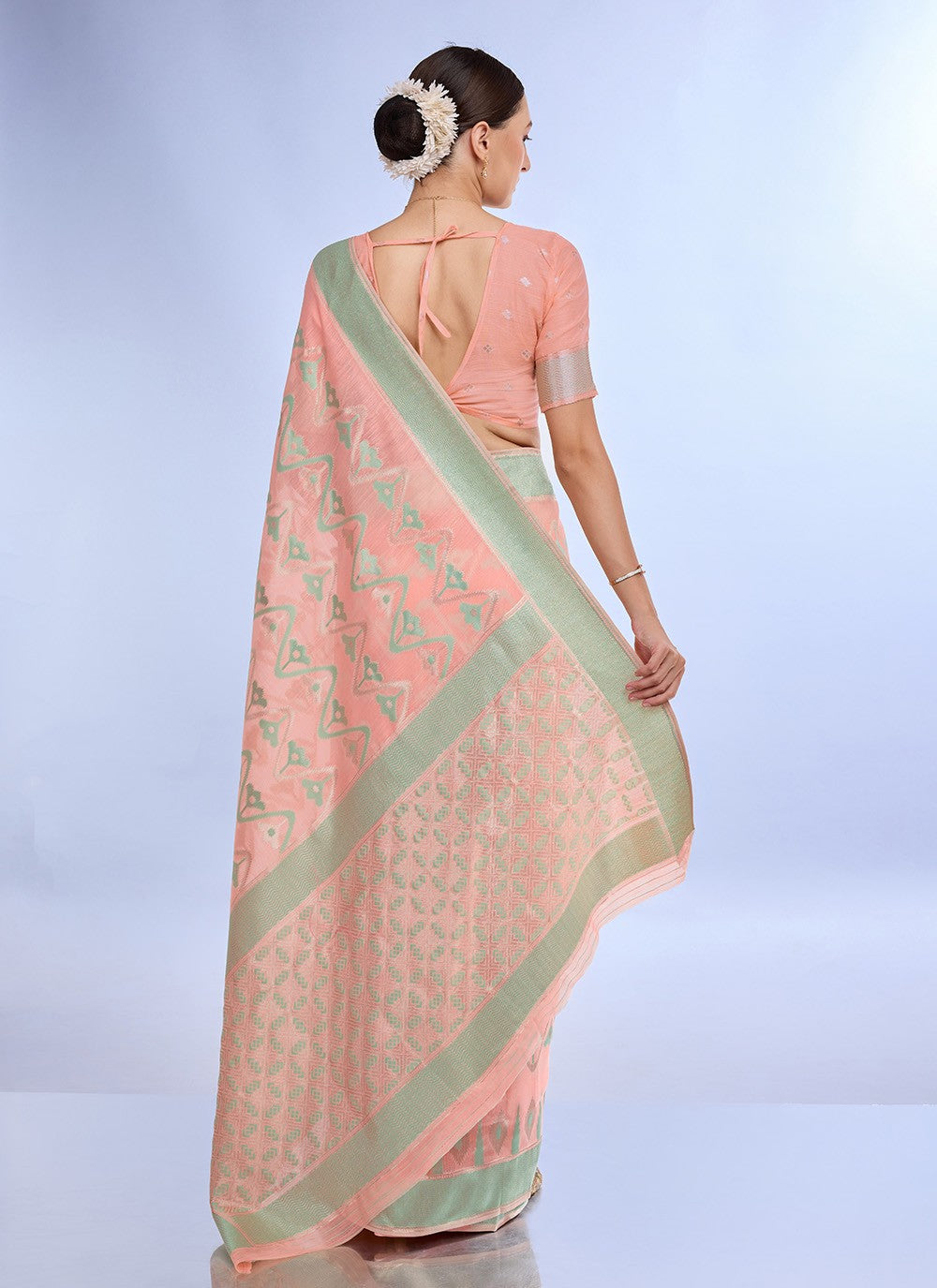 Classic Jacquard Work Linen Saree - S7620