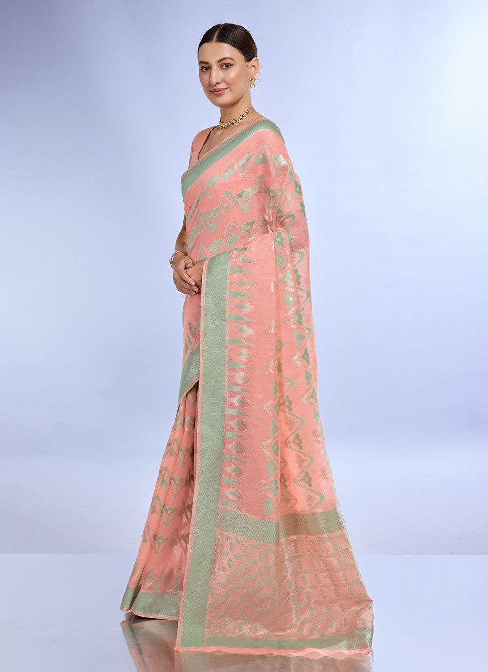 Classic Jacquard Work Linen Saree - S7620