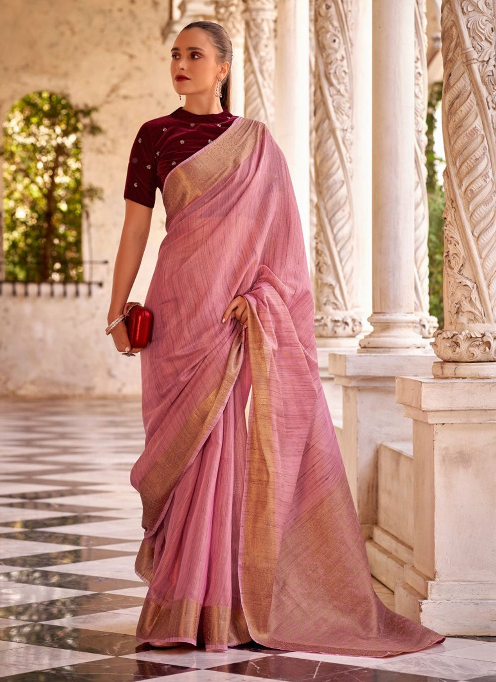 Classic Woven Linen Saree - S7223