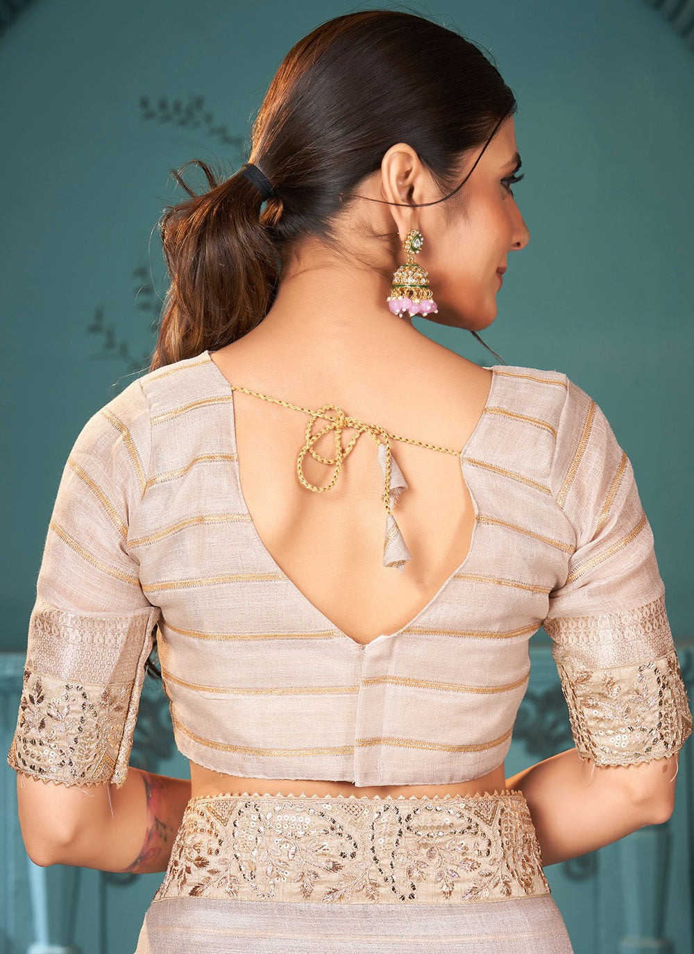 Classic Sequins Cotton , Linen Saree - S6818