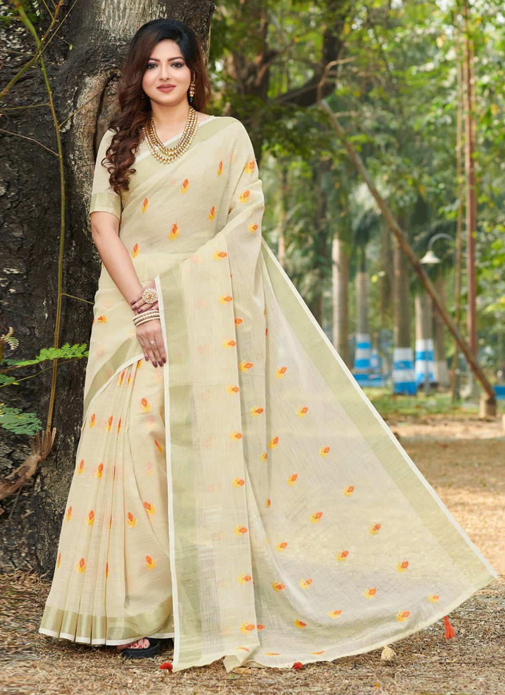 Casual Weaving Zari Linen Saree - S2688