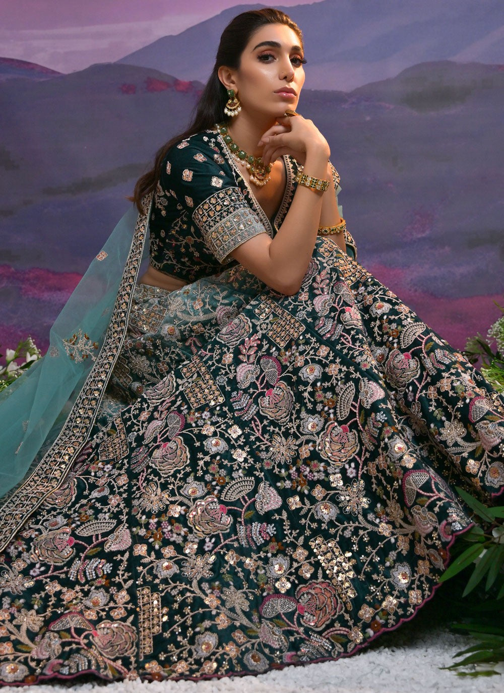 Diamond Lycra Green Lehenga Choli L3452