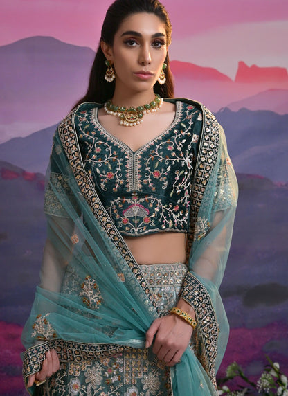 Diamond Lycra Green Lehenga Choli L3452