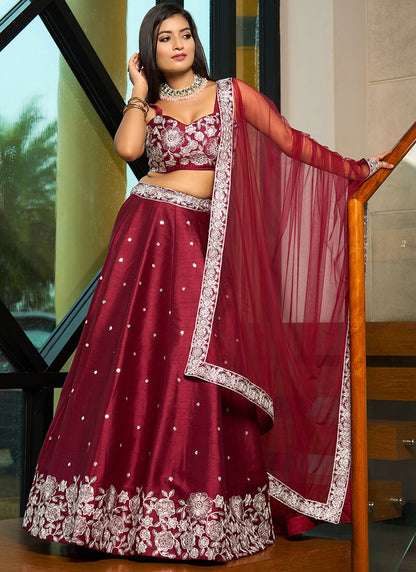 Embroidered Art Silk A - Line Lehenga - L2951