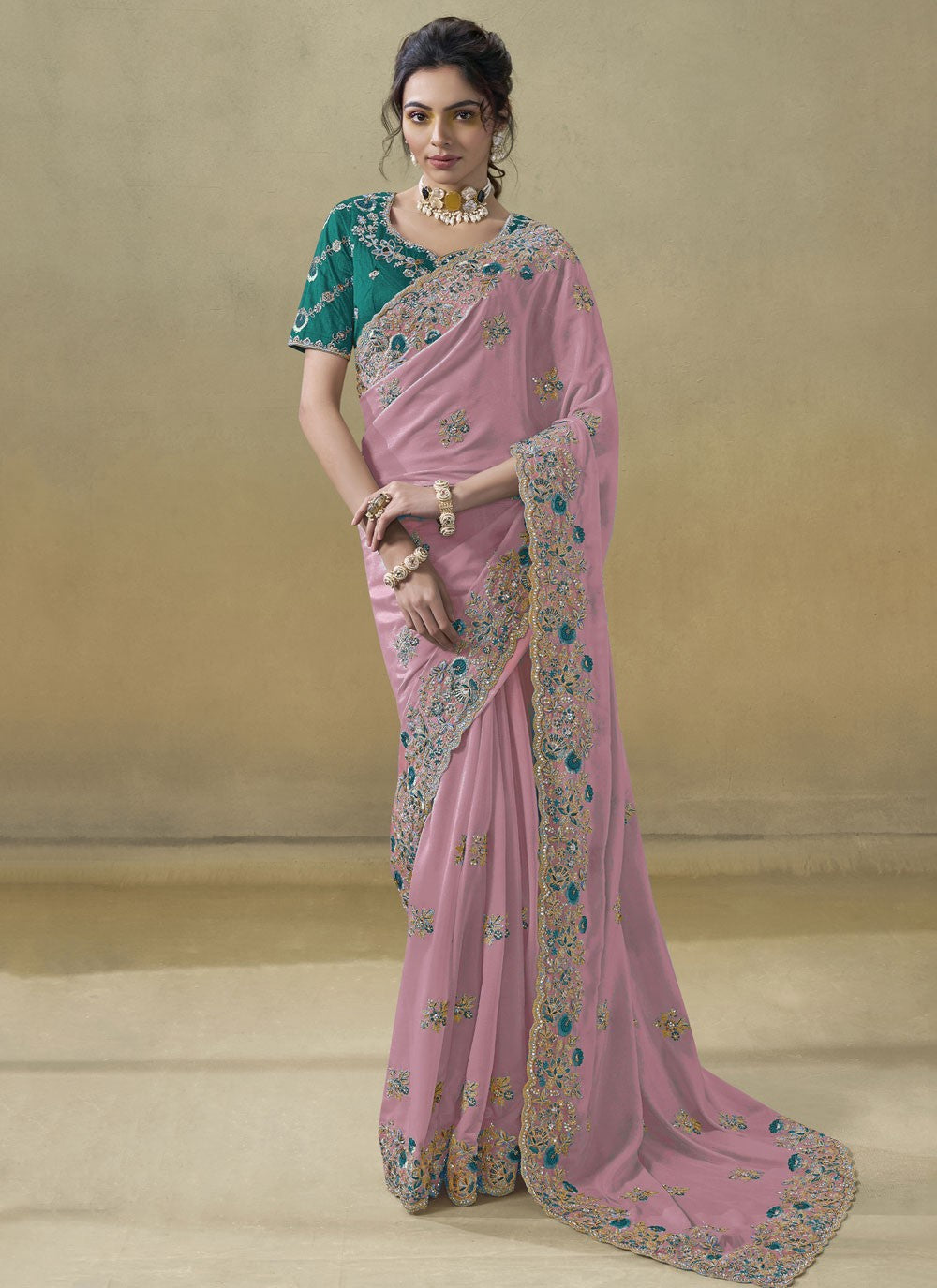 Cord Georgette Magenta Saree S13878