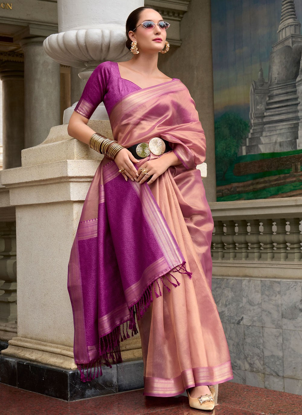Classic Weaving Zari Tissue Saree - S8004