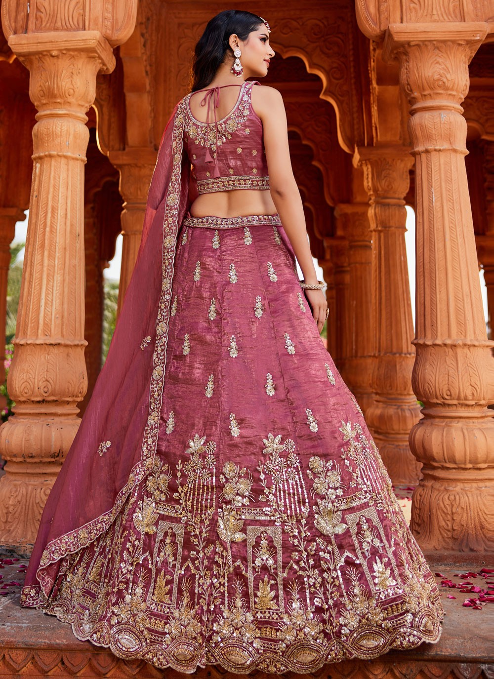 Tissue Engagement, Mehandi & Sangeet, Reception, Wedding A - Line Lehenga L3529