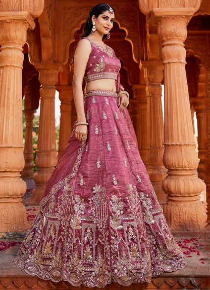 Tissue Engagement, Mehandi & Sangeet, Reception, Wedding A - Line Lehenga L3529