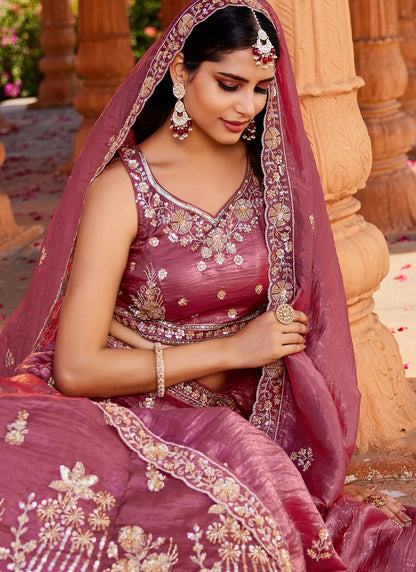 Tissue Engagement, Mehandi & Sangeet, Reception, Wedding A - Line Lehenga L3529