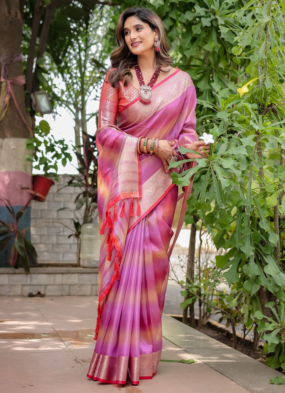 Designer Woven Magenta, Pink Banarasi Silk S12410