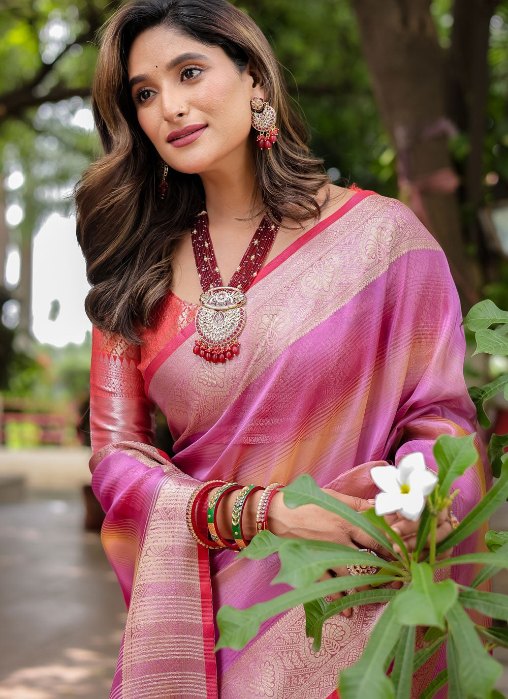 Designer Woven Magenta, Pink Banarasi Silk Saree S12410