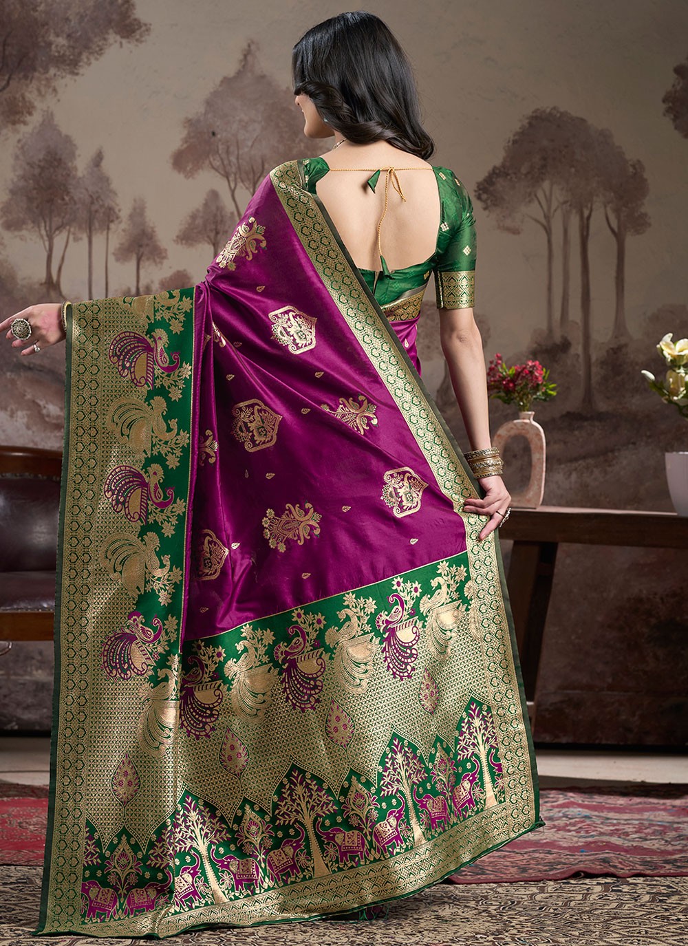 Trendy Saree Jacquard Work Magenta, Purple Jacquard Silk S12588